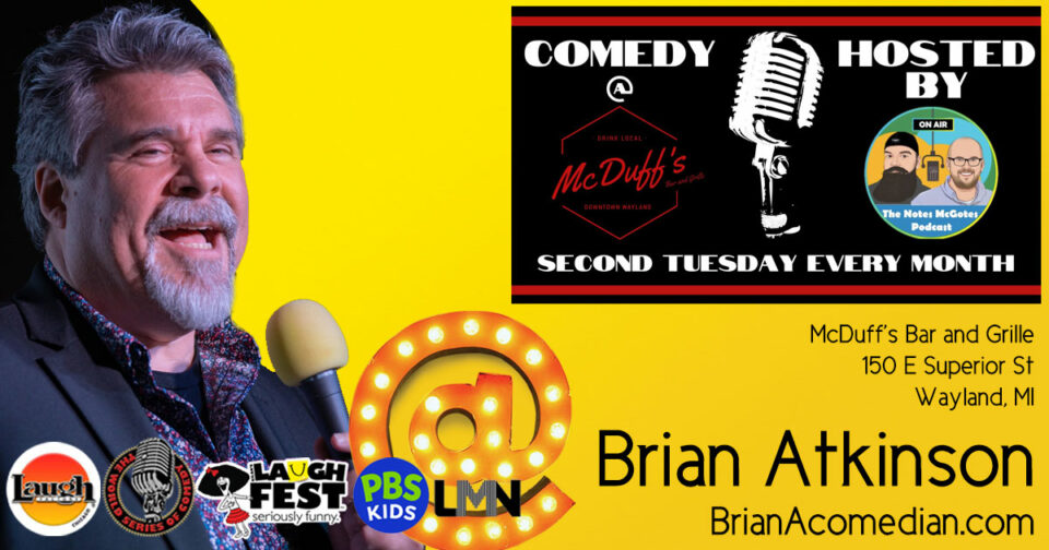 Brian Atkinson is working out those newer jokes at the gym on Tuesday at McDuff's in Wayland, MI.