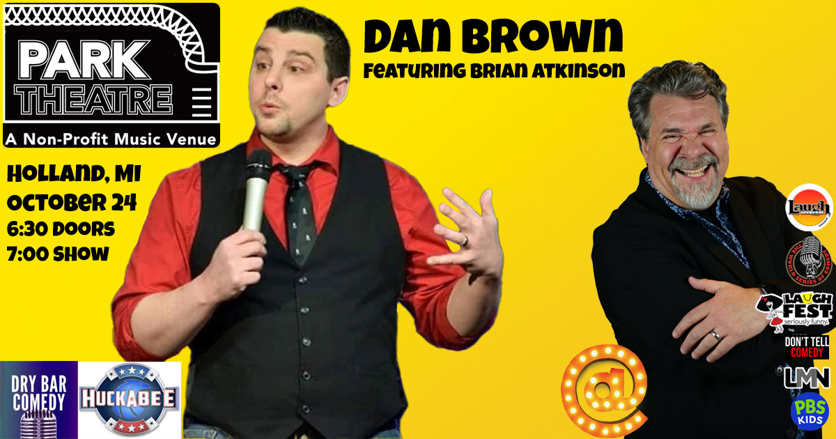 Brian Atkinson opens a night of clean comedy with DryBar Comedy star, Dan Brown at the Park Theatre in Holland, MI on Thursday, October 24, 2024.