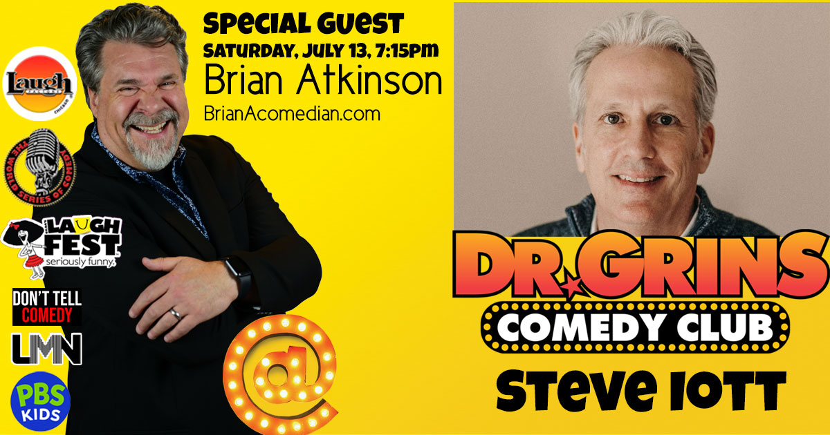Brian Atkinson performs a guest set at Dr. Grins Comedy Club in Grand Rapids, MI on Saturday, July 13 at the 7:15pm show.