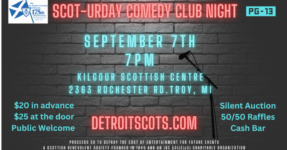 Brian Atkinson performs in a comedy contest at the Kilgour Scottish Centre, St. Andrew's Society of Detroit in Troy, MI on Saturday, September 7.